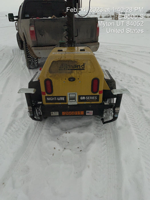 2022 Allmand NLV3GR (4) LED Light Fixture 350W, 23' Vertical Mast, 3kW Prime, Towable, ES Decals, T3