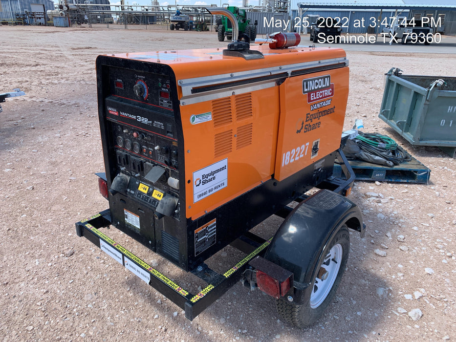 2021 Lincoln Electric Vantage 322 Vantage 322 Ready Pak 3 w/ Decals, ORANGE (includes trailer, cable rack, fender light kit) NO Telematics