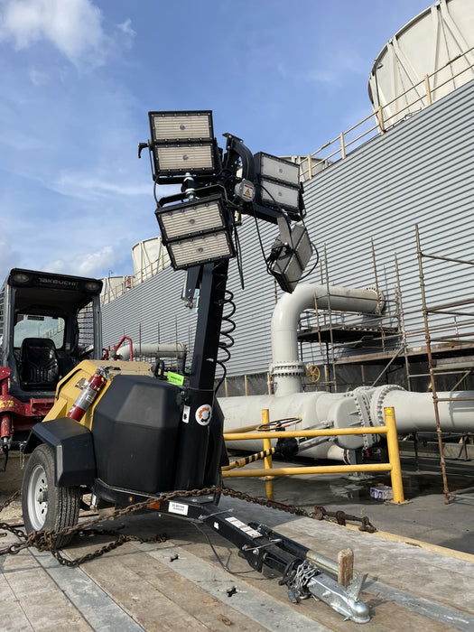 2022 Allmand NLV3GR (4) LED Light Fixture 350W, 23' Vertical Mast, 3kW Prime, Towable, Deep Sea L401, Leveling Jacks, Yanmar T4F 5.8hp