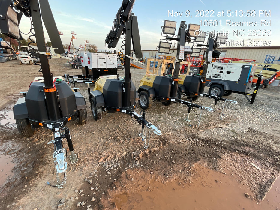 2022 Allmand NLV3GR (4) LED Light Fixture 350W, 23' Vertical Mast, 3kW Prime, Towable