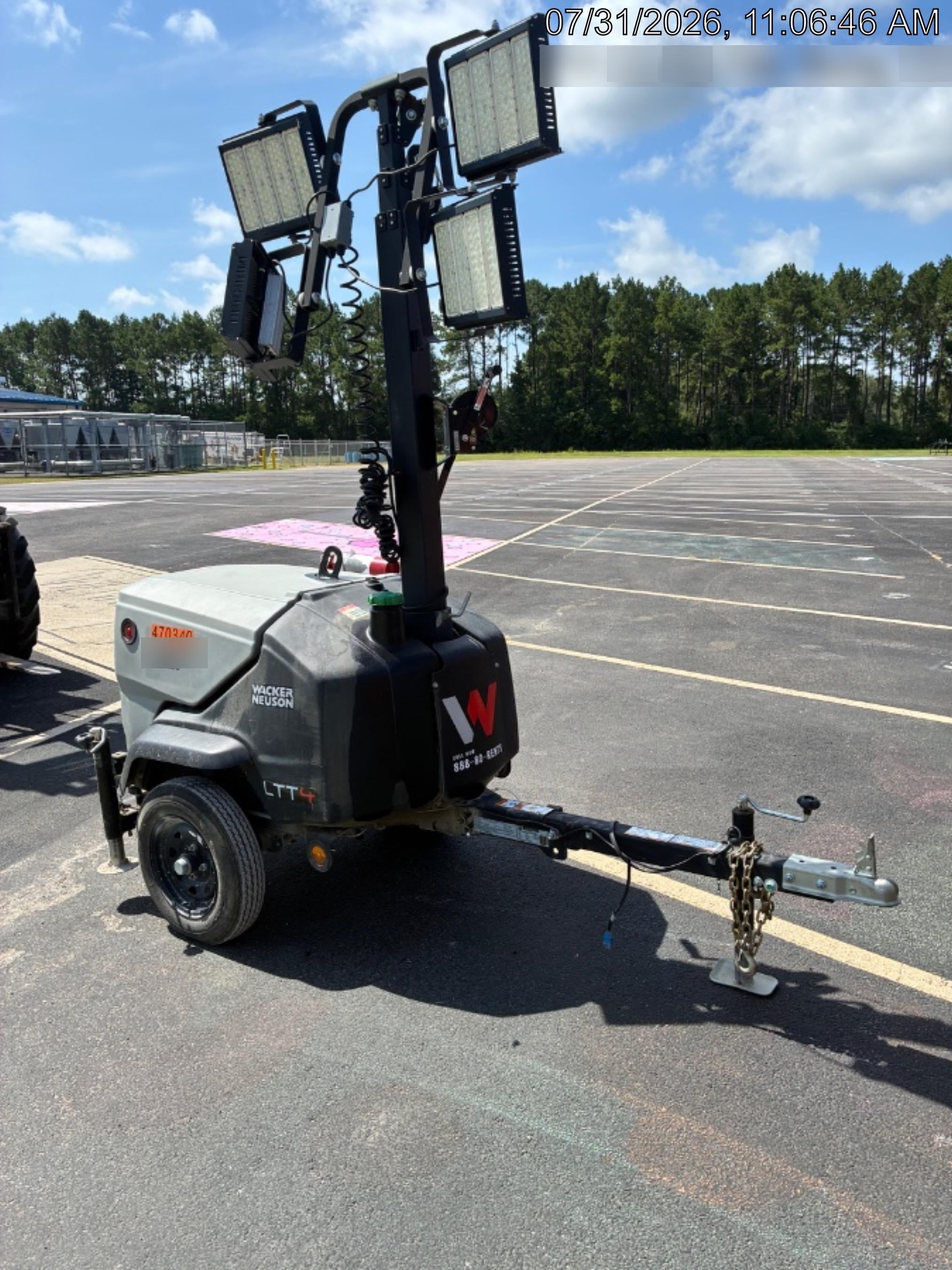 2024 Wacker Neuson LTT4 Diesel, Kohler KDW702, Deep Sea Controller, Auto Start, LED 320W, Bypass Outlet, T3