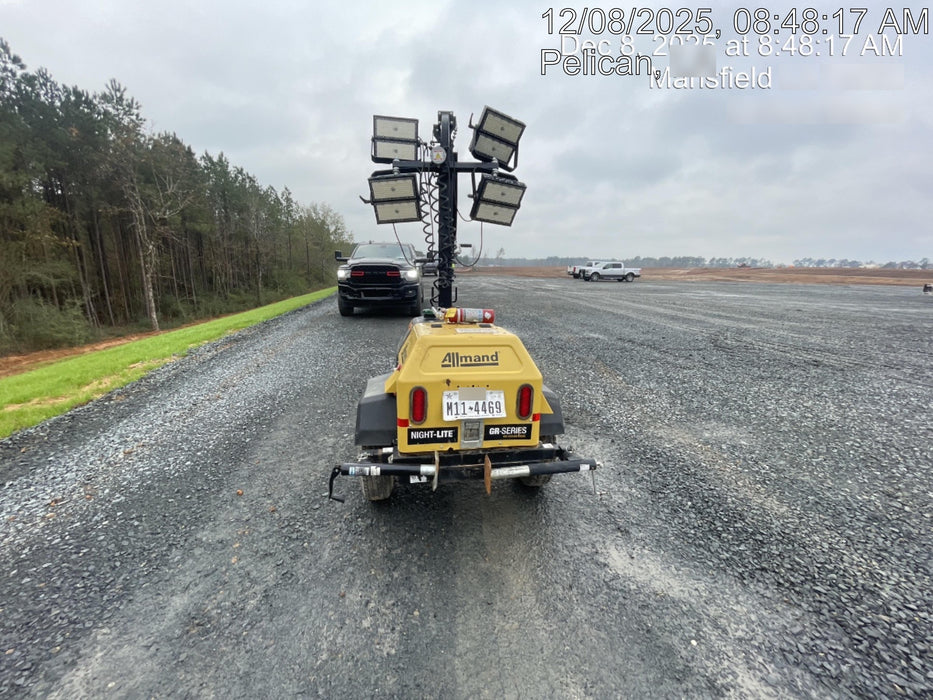 2022 Allmand NLV3GR (4) LED Light Fixture 350W, 23' Vertical Mast, 3kW Prime, Towable, Deep Sea L401, Leveling Jacks, Yanmar T4F 5.8hp