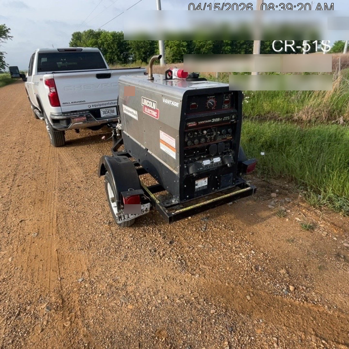 2019 Lincoln Electric Vantage 322 Ready-Pak 3, Two Wheel Trailer, Fender and Light Kit, Cable Rack