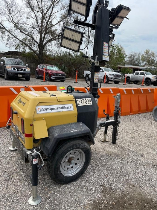 2022 Allmand NLV3GR (4) LED Light Fixture 350W, 23' Vertical Mast, 3kW Prime, Towable, Deep Sea L401, Leveling Jacks, Yanmar T4F 5.8hp