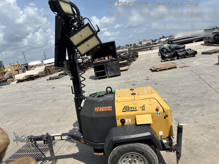 2022 Allmand NLV3GR (4) LED Light Fixture 350W, 23' Vertical Mast, 3kW Prime, Towable, Deep Sea L401, Leveling Jacks, Yanmar T4F 5.8hp