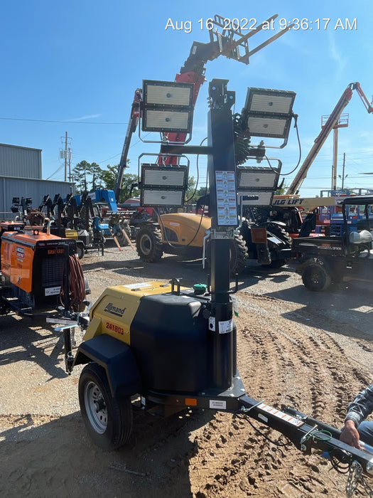 2022 Allmand NLV3GR (4) LED Light Fixture 350W, 23' Vertical Mast, 3kW Prime, Towable, Deep Sea L401, Leveling Jacks, Yanmar T4F 5.8hp