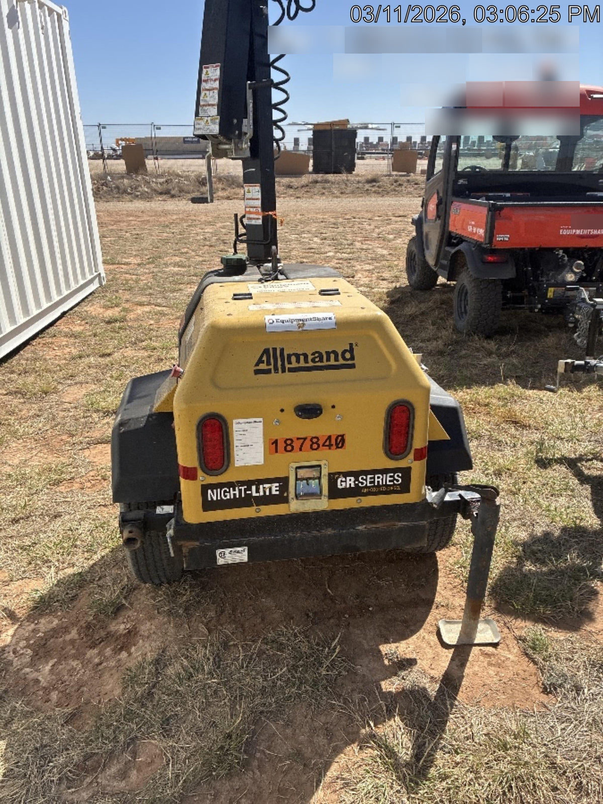 Allmand NLV3GR (4) LED Light Fixture 350W, 23' Vertical Mast, 3kW Prime, Towable, Deep Sea L401, Leveling Jacks, Yanmar T4F 5.8hp