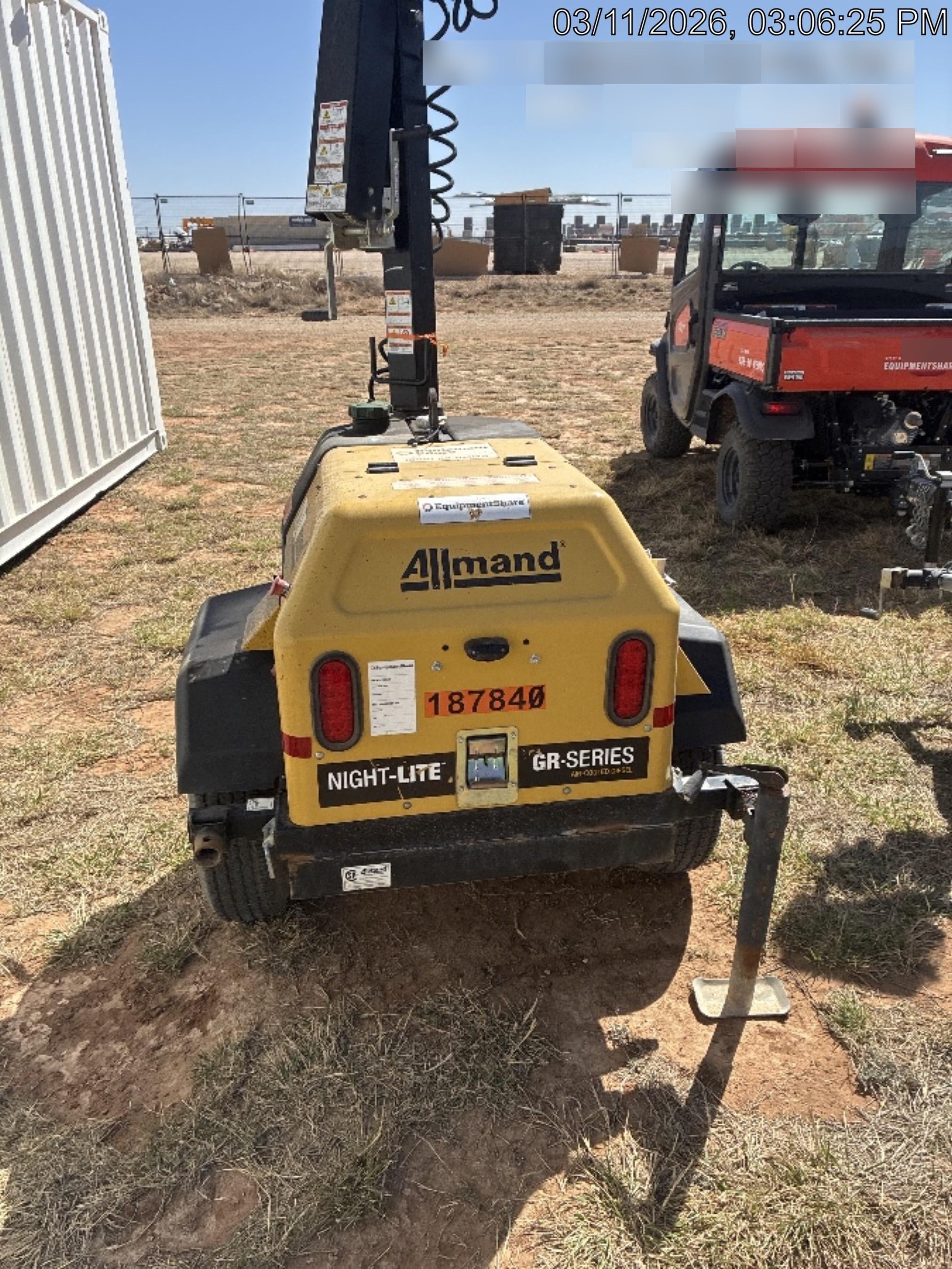 Allmand NLV3GR (4) LED Light Fixture 350W, 23' Vertical Mast, 3kW Prime, Towable, Deep Sea L401, Leveling Jacks, Yanmar T4F 5.8hp