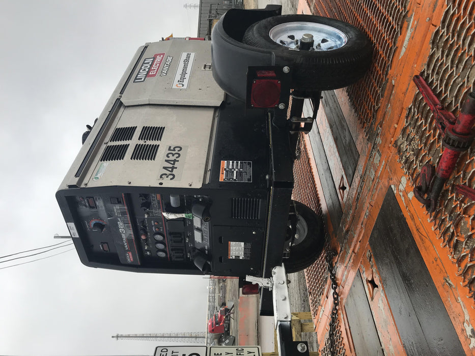 2019 Lincoln Electric Vantage 322 Welder Ready-Pak 3, Two wheel trailer, Fender and Light kit, Cable Rack