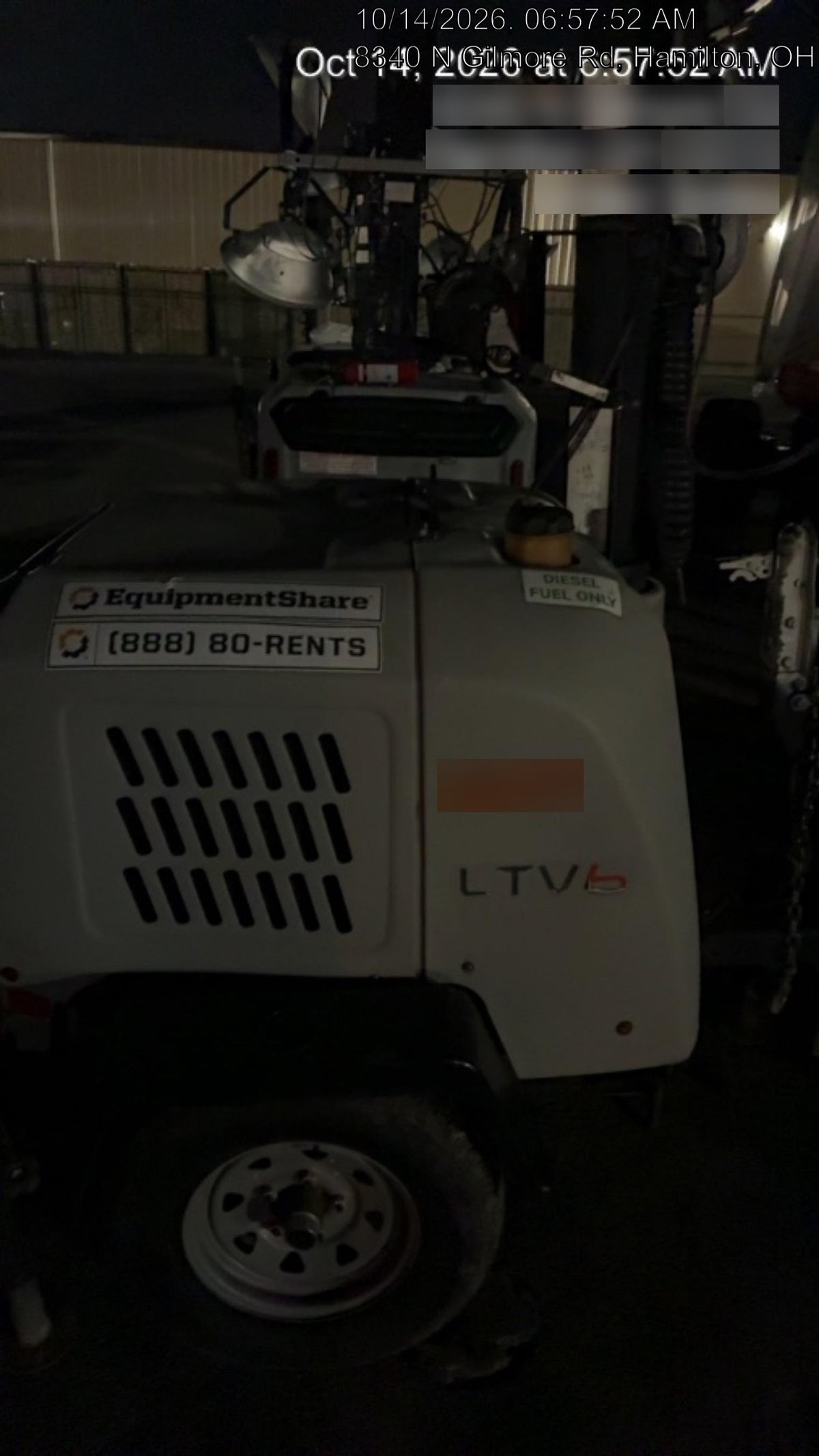 2018 Wacker Neuson LTV6L-MH Wacker Neuson LTV6L Mobile Light Tower w/Fuel Level Sensor Installed