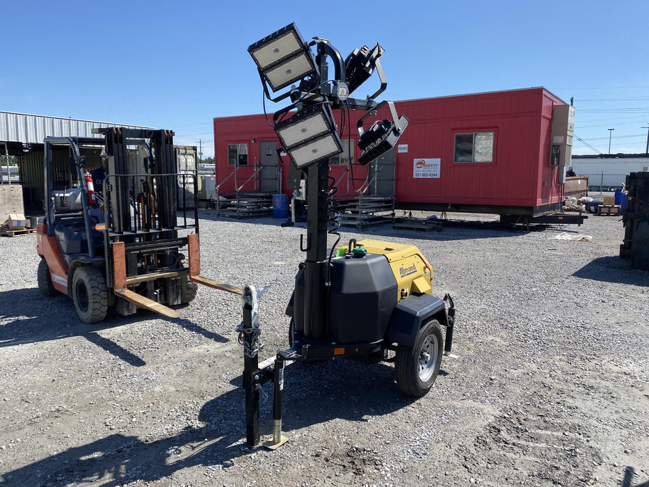 2022 Allmand NLV3GR (4) LED Light Fixture 350W, 23' Vertical Mast, 3kW Prime, Towable, Deep Sea L401, Leveling Jacks, Yanmar T4F 5.8hp