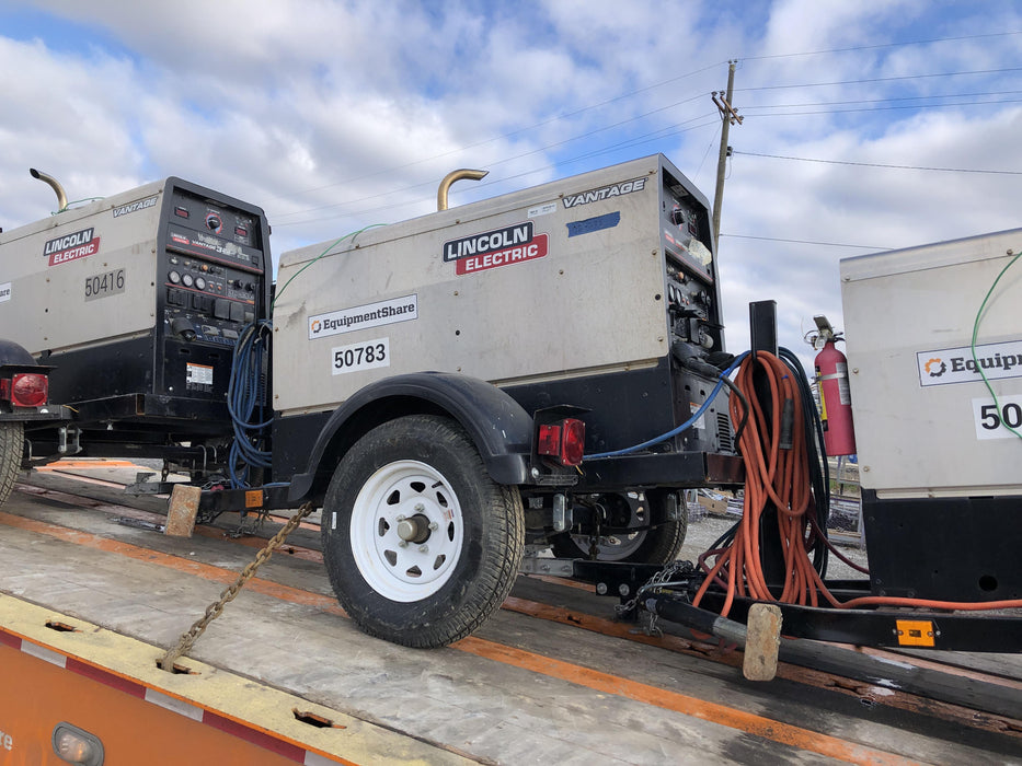 2019 Lincoln Electric Vantage 322 Welder Ready-Pak 3, Two wheel trailer, Fender and Light kit, Cable Rack