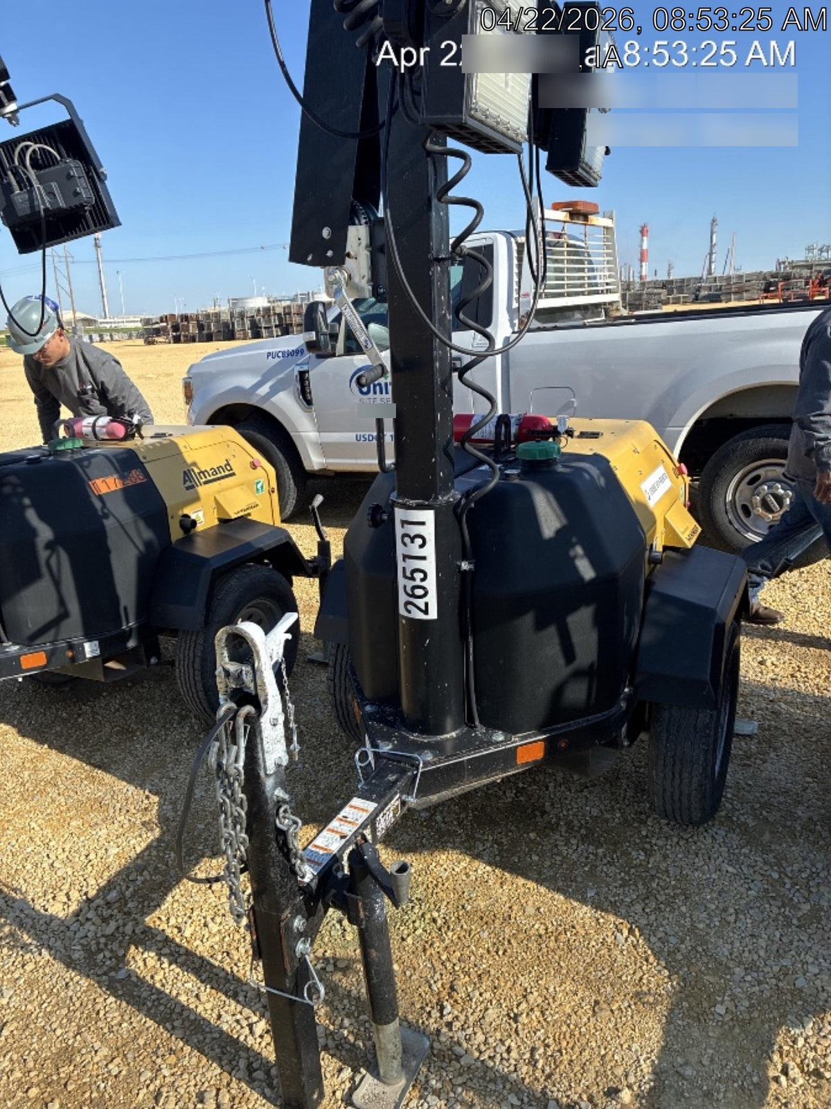 2022 Allmand NLV3GR (4) LED Light Fixture 350W, 23' Vertical Mast, 3kW Prime, Towable, ES Decals, T3
