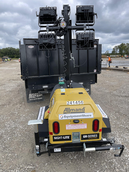 2022 Allmand NLV3GR (4) LED Light Fixture 350W, 23' Vertical Mast, 3kW Prime, Towable, Deep Sea L401, Leveling Jacks, Yanmar T4F 5.8hp