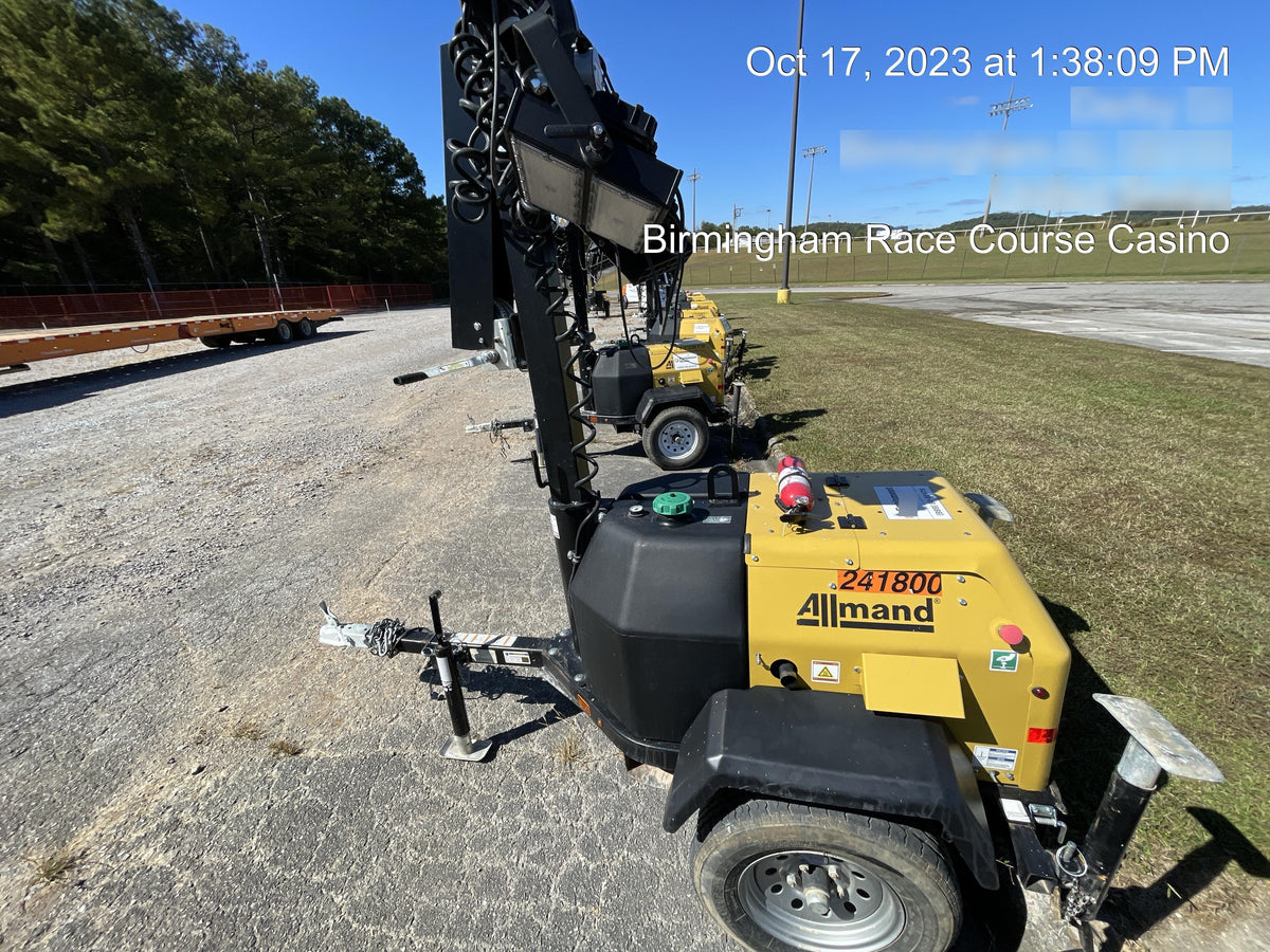 2022 Allmand NLV3GR (4) LED Light Fixture 350W, 23' Vertical Mast, 3kW Prime, Towable, Deep Sea L401, Leveling Jacks, Yanmar T4F 5.8hp