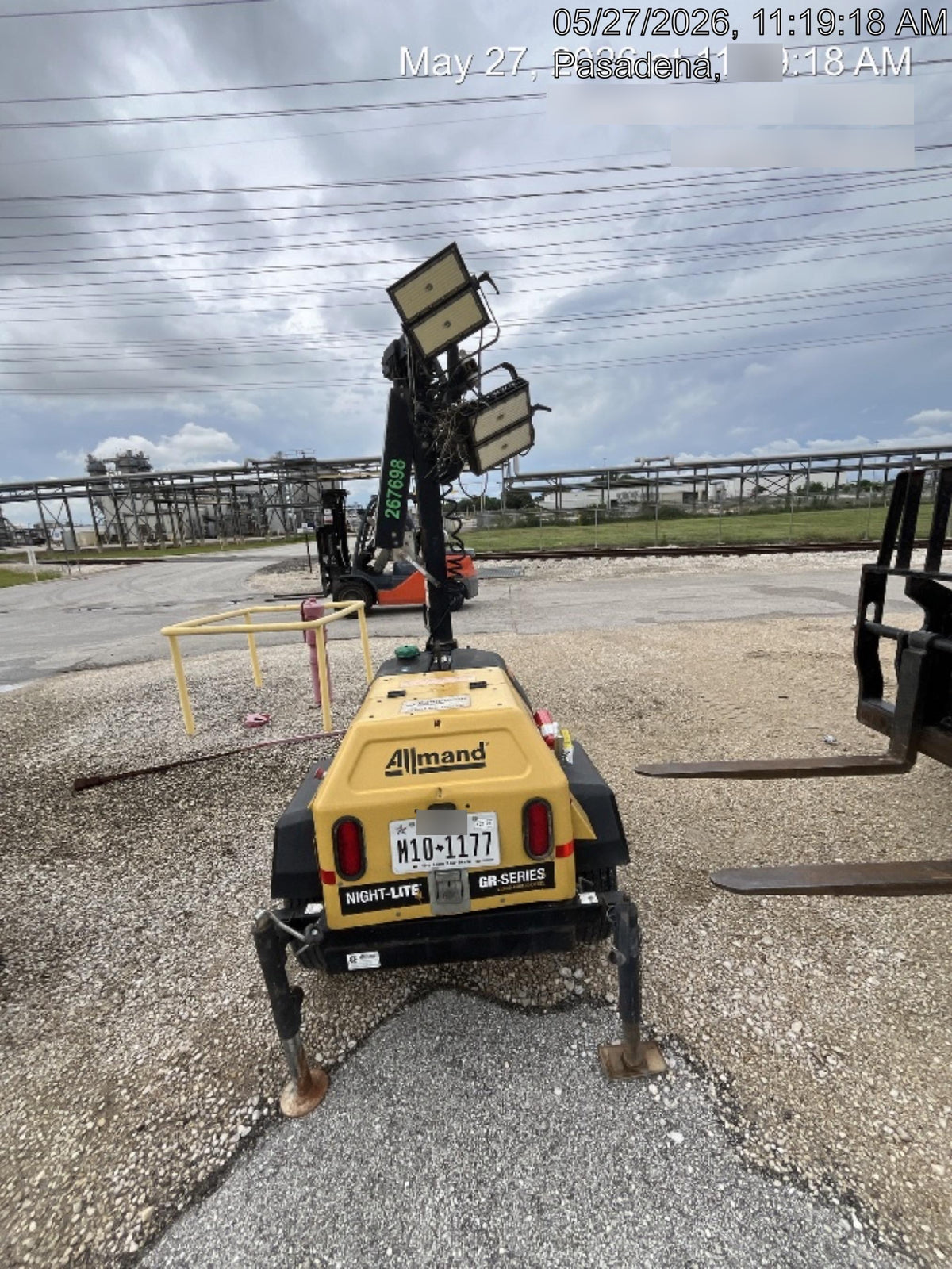 2022 Allmand NLV3GR (4) LED Light Fixture 350W, 23' Vertical Mast, 3kW Prime, Towable, Deep Sea L401, Leveling Jacks, Yanmar T4F 5.8hp