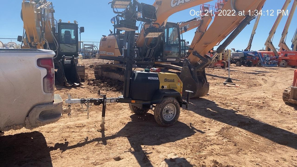 2022 Allmand NLV3GR (4) LED Light Fixture 350W, 23' Vertical Mast, 3kW Prime, Towable, ES Decals, T3