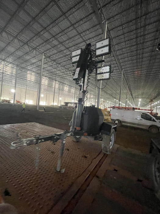 2021 Allmand NLV3GR (4) LED Light Fixture 350W, 23' Vertical Mast, 3kW Prime, Towable, Deep Sea L401, Leveling Jacks, Yanmar T4F 5.8hp