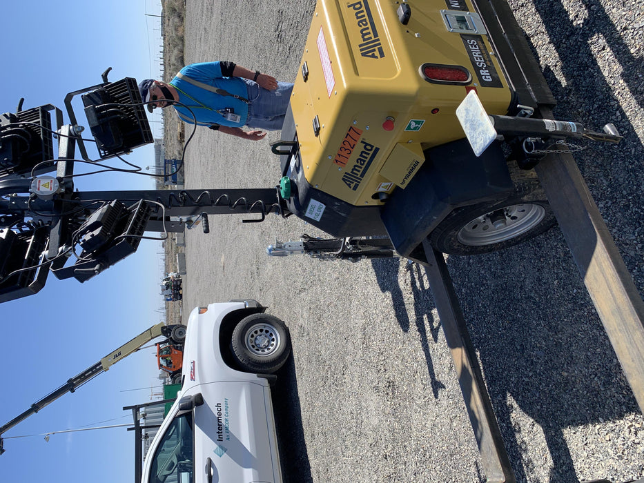 2020 Allmand NLV3GR (4) LED Light Fixture 350W, 23' Vertical Mast, 3kW Prime, Towable, Deep Sea L401, Leveling Jacks, Yanmar T4F 5.8hp