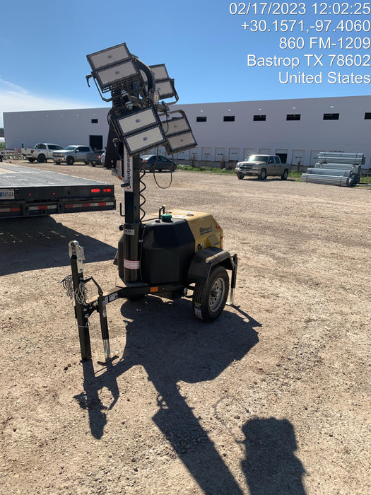 2022 Allmand NLV3GR (4) LED Light Fixture 350W, 23' Vertical Mast, 3kW Prime, Towable, ES Decals, T3