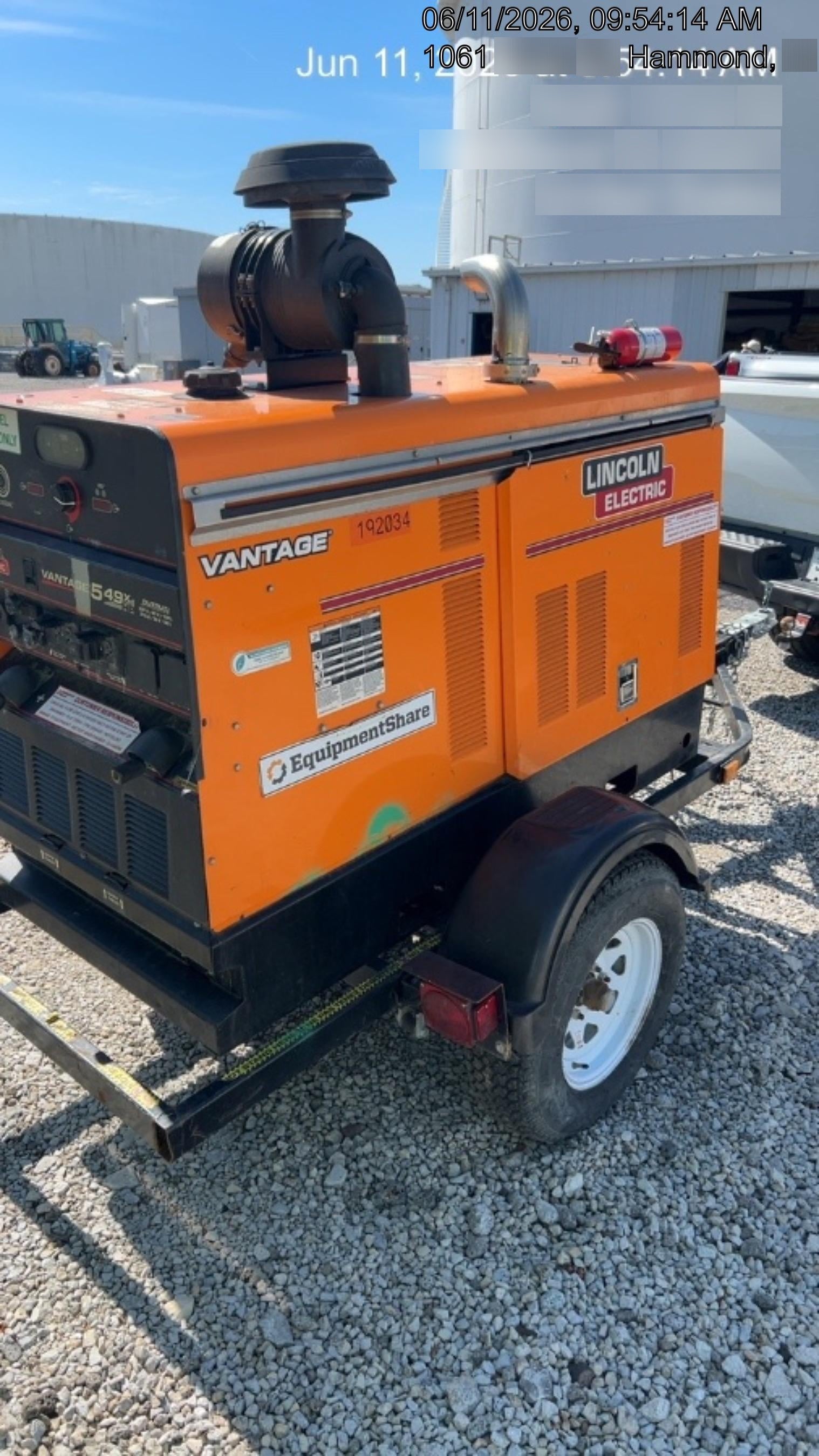 2021 Lincoln Electric Vantage 549X Ready Pak 3, ORANGE (includes trailer, cable rack, fender light kit)