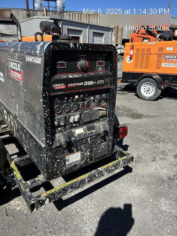 2019 Lincoln Electric Vantage 322 Ready-Pak 3, Two Wheel Trailer, Fender and Light Kit, Cable Rack