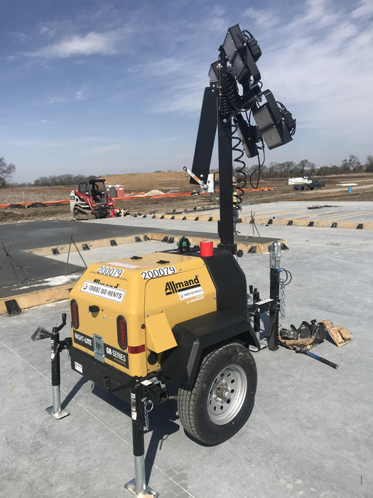 2022 Allmand NLV3GR (4) LED Light Fixture 350W, 23' Vertical Mast, 3kW Prime, Towable, Deep Sea L401, Leveling Jacks, Yanmar T4F 5.8hp