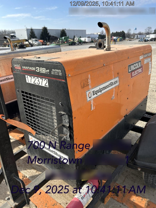2021 Lincoln Electric Vantage 322 Vantage 322 Ready Pak 3 w/ Decals, ORANGE (includes trailer, cable rack, fender light kit) NO Telematics