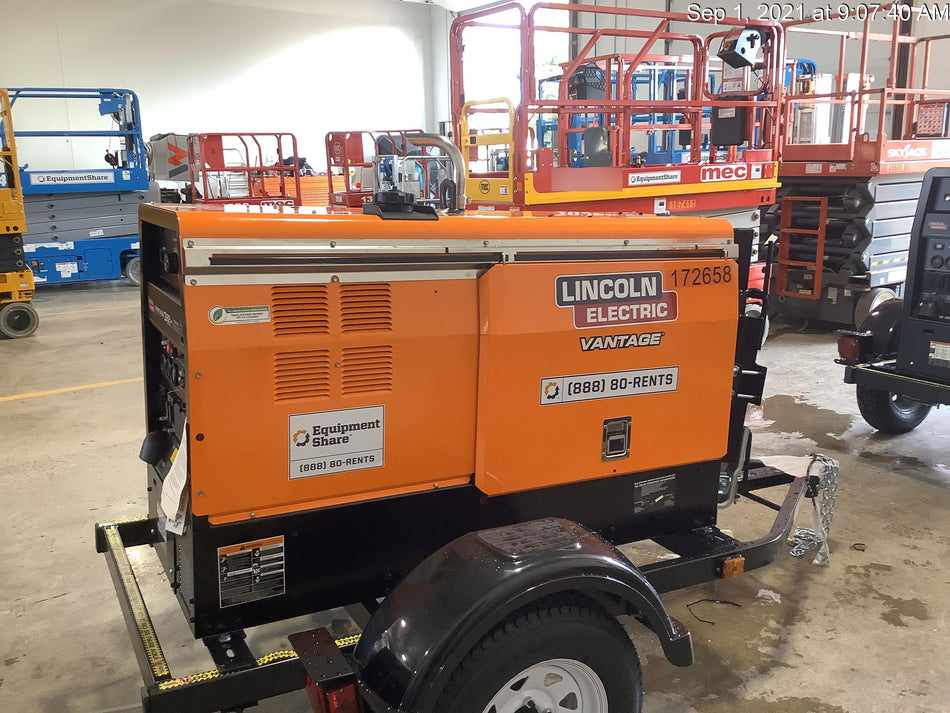 2021 Lincoln Electric Vantage 322 Vantage 322 Ready Pak 3 w/ Decals, ORANGE (includes trailer, cable rack, fender light kit) NO Telematics