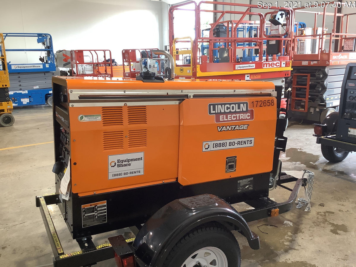 2021 Lincoln Electric Vantage 322 Vantage 322 Ready Pak 3 w/ Decals, ORANGE (includes trailer, cable rack, fender light kit) NO Telematics