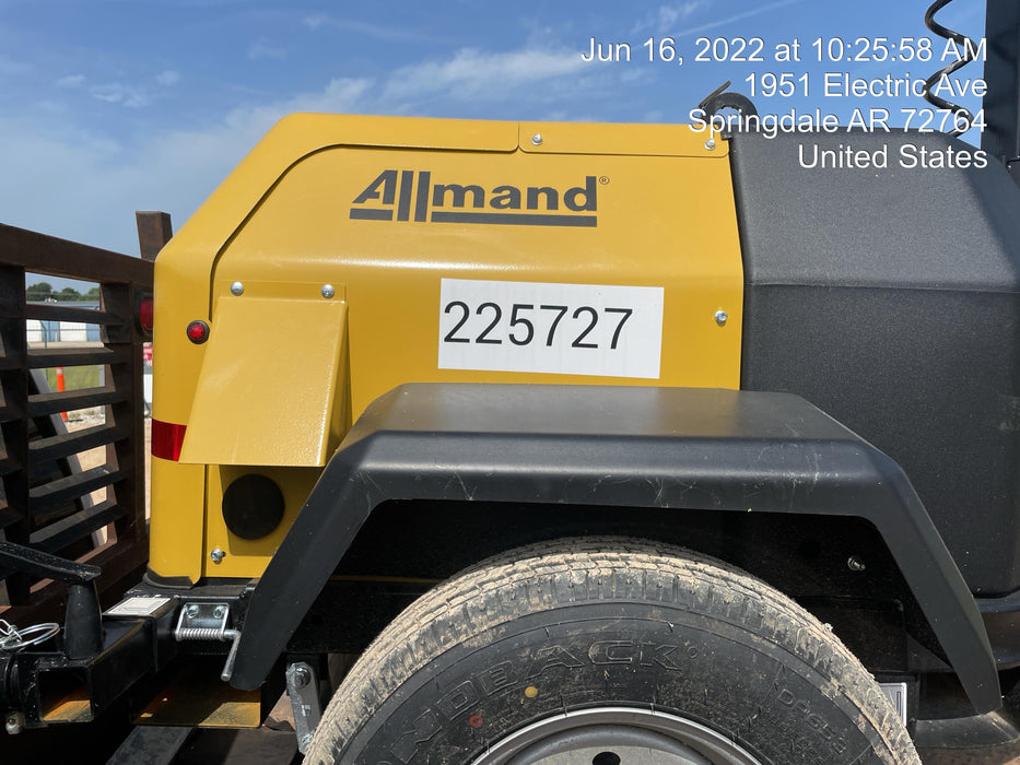 2022 Allmand NLV3GR (4) LED Light Fixture 350W, 23' Vertical Mast, 3kW Prime, Towable, Deep Sea L401, Leveling Jacks, Yanmar T4F 5.8hp