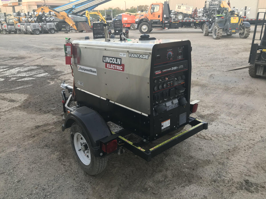 2019 Lincoln Electric Vantage 322 Welder Ready-Pak 3, Two wheel trailer, Fender and Light kit, Cable Rack
