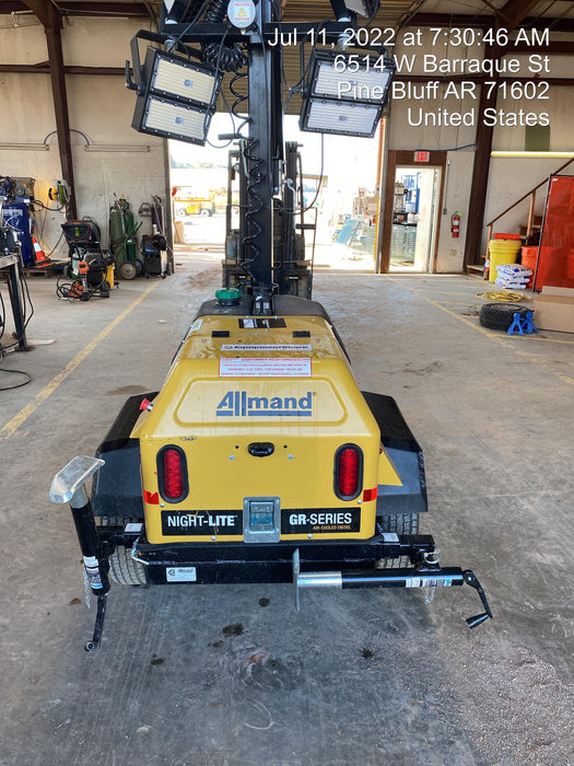 2022 Allmand NLV3GR (4) LED Light Fixture 350W, 23' Vertical Mast, 3kW Prime, Towable, Deep Sea L401, Leveling Jacks, Yanmar T4F 5.8hp