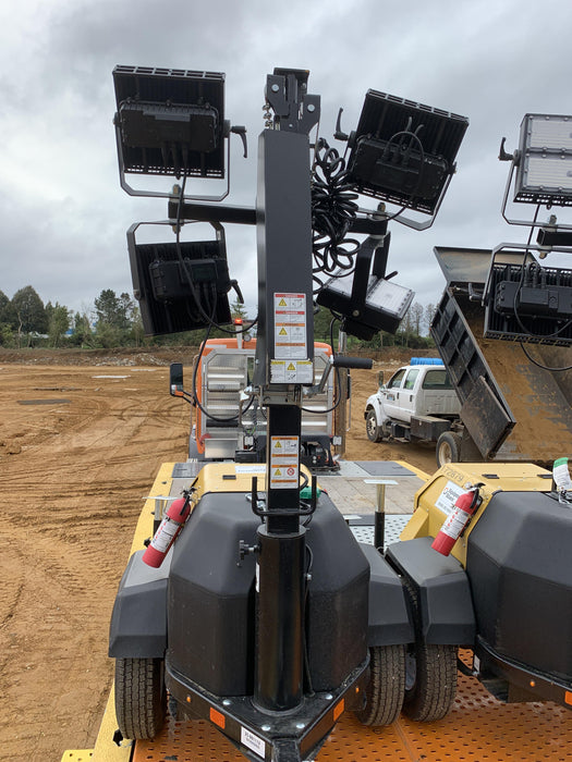 2021 Allmand NLV3GR (4) LED Light Fixture 350W, 23' Vertical Mast, 3kW Prime, Towable, Deep Sea L401, Leveling Jacks, Yanmar T4F 5.8hp