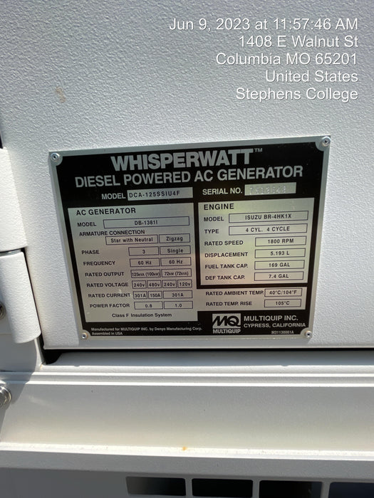 2022 MULTIQUIP DCA125