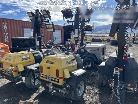 2020 Allmand NLV3GR (4) LED Light Fixture 350W, 23' Vertical Mast, 3kW Prime, Towable, Deep Sea L401, Leveling Jacks, Yanmar T4F 5.8hp