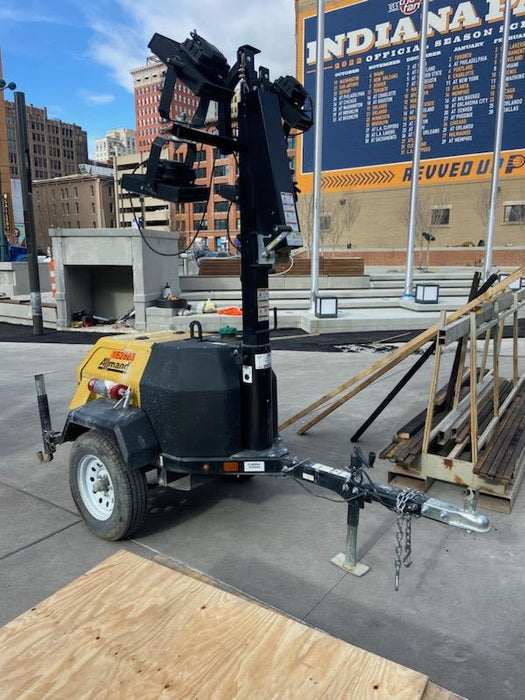 2021 Allmand NLV3GR (4) LED Light Fixture 350W, 23' Vertical Mast, 3kW Prime, Towable, Deep Sea L401, Leveling Jacks, Yanmar T4F 5.8hp