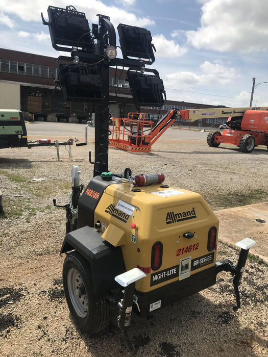 2022 Allmand NLV3GR (4) LED Light Fixture 350W, 23' Vertical Mast, 3kW Prime, Towable, Deep Sea L401, Leveling Jacks, Yanmar T4F 5.8hp