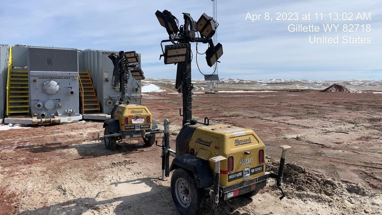 2022 Allmand NLV3GR (4) LED Light Fixture 350W, 23' Vertical Mast, 3kW Prime, Towable, Deep Sea L401, Leveling Jacks, Yanmar T4F 5.8hp