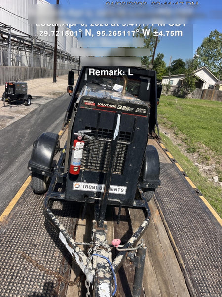 2019 Lincoln Electric Vantage 322 Ready-Pak 3, Two Wheel Trailer, Fender and Light Kit, Cable Rack