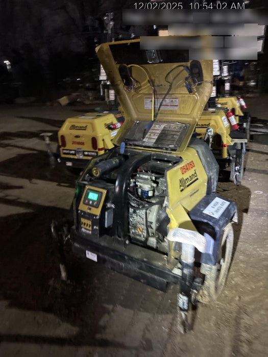 2022 Allmand NLV3GR (4) LED Light Fixture 350W, 23' Vertical Mast, 3kW Prime, Towable, ES Decals, T3