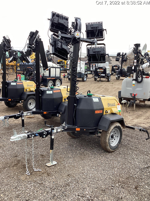 2022 Allmand NLV3GR (4) LED Light Fixture 350W, 23' Vertical Mast, 3kW Prime, Towable, ES Decals, T3