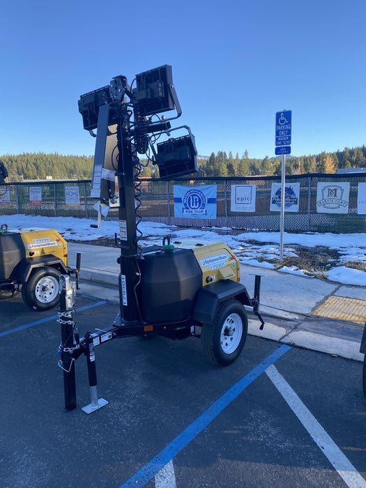 Allmand NLV3GR (4) LED Light Fixture 350W, 23' Vertical Mast, 3kW Prime, Towable, Deep Sea L401, Leveling Jacks, Yanmar T4F 5.8hp