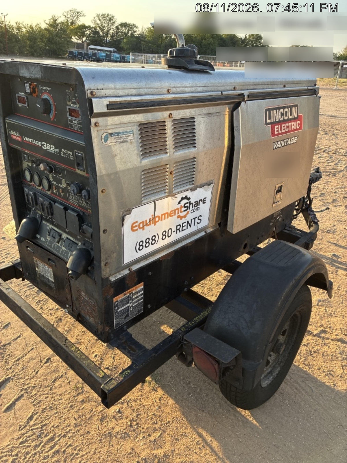 2018 Lincoln Electric Vantage 322 Lincoln Vantage 322 Welder Ready Pak 3 - Vantage 322, Trailer, Fender and light kit, Cable rack
