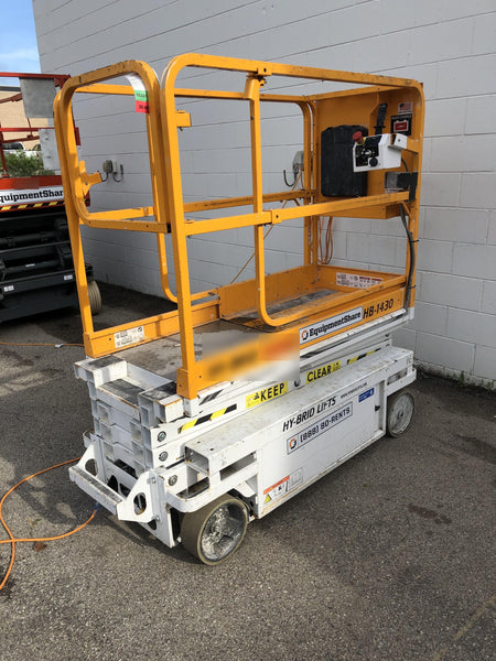 Custom Equipment HB-1430 Hy-Brid Scissor Lift
Platform capacity up to 670 lbs
Working height up to 20 ft
Weighs under 1,700 lbs
Non-marking wheels
