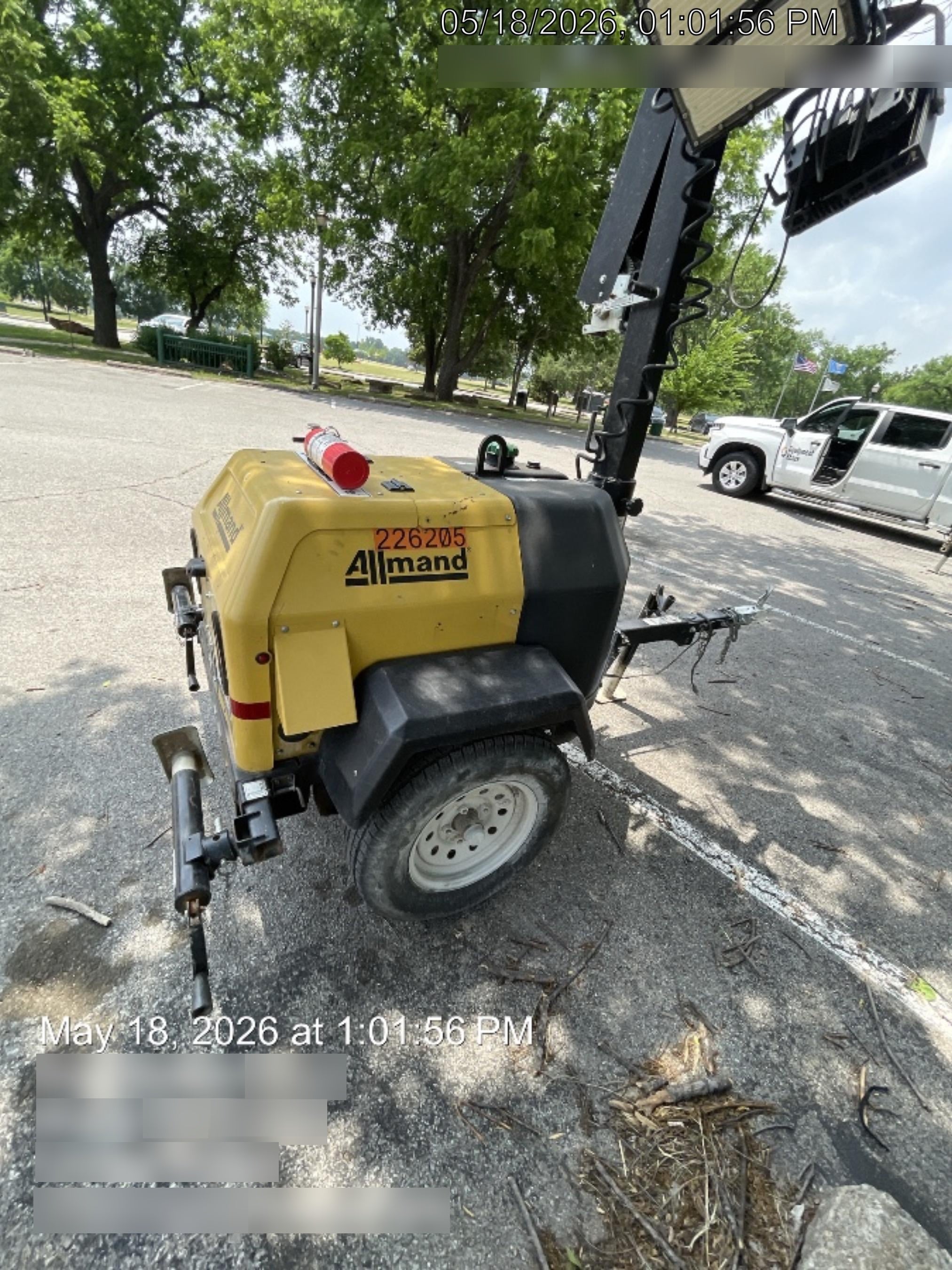 2022 Allmand NLV3GR (4) LED Light Fixture 350W, 23' Vertical Mast, 3kW Prime, Towable, Deep Sea L401, Leveling Jacks, Yanmar T4F 5.8hp