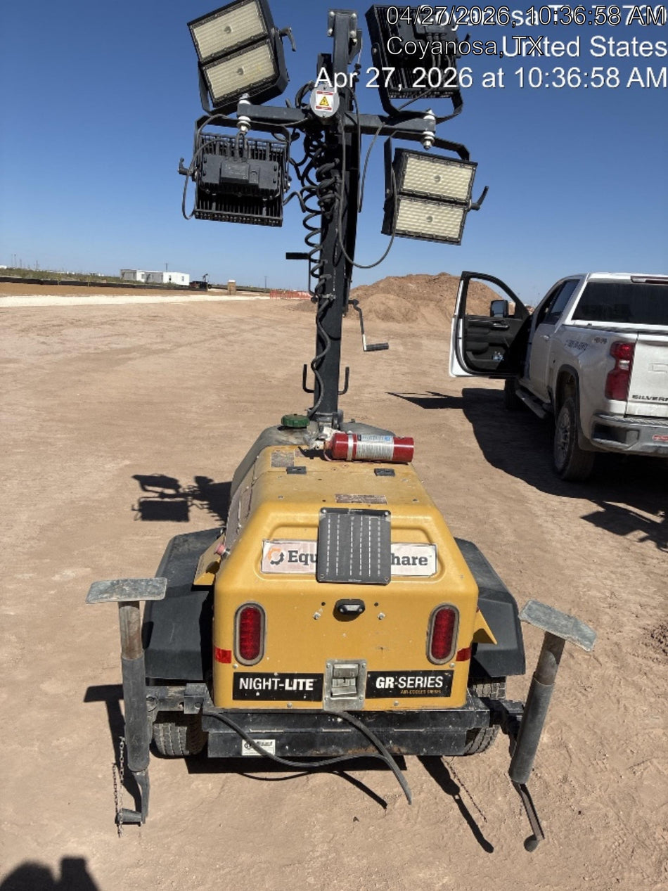 2021 Allmand NLV3GR (4) LED Light Fixture 350W, 23' Vertical Mast, 3kW Prime, Towable, Deep Sea L401, Leveling Jacks, Yanmar T4F 5.8hp