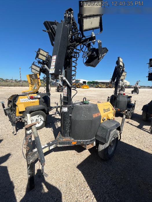 Allmand NLV3GR (4) LED Light Fixture 350W, 23' Vertical Mast, 3kW Prime, Towable, Deep Sea L401, Leveling Jacks, Yanmar T4F 5.8hp