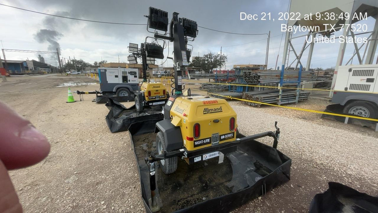 2022 Allmand NLV3GR (4) LED Light Fixture 350W, 23' Vertical Mast, 3kW Prime, Towable, Deep Sea L401, Leveling Jacks, Yanmar T4F 5.8hp