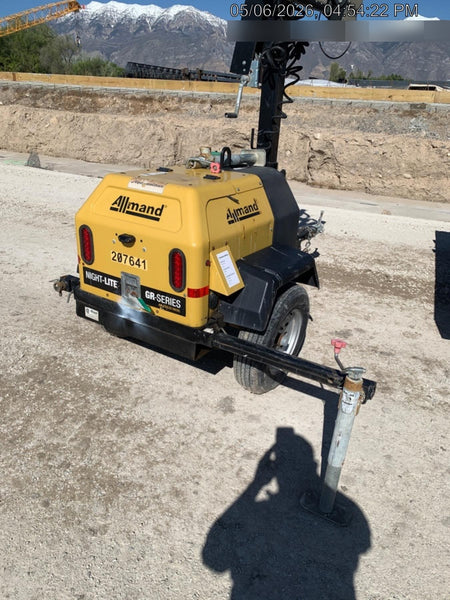 2022 Allmand NLV3GR (4) LED Light Fixture 350W, 23' Vertical Mast, 3kW Prime, Towable, Deep Sea L401, Leveling Jacks, Yanmar T4F 5.8hp